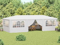 Feesttent met zijwanden 4x9 m wit 90 g/m² - afbeelding 1 van  11