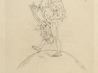 Félicien rops (1833-1898), 'louis xiv', etching on japon 25.6 x 17.7 cm. (10.08 x 6.96 in.)