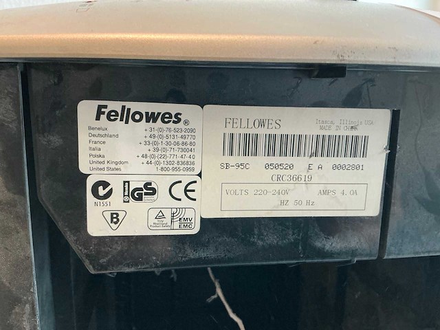 Fellowes sb-95c verrijdbare papierversnipperaar - afbeelding 3 van  4