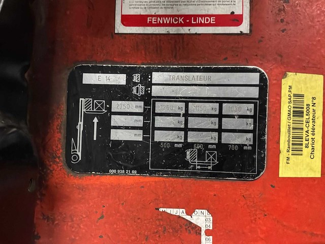 Fenwick e 14 vorkheftruck - afbeelding 8 van  11