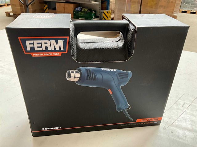 Ferm set heteluchtpistool 2000w, li-ion accu boormachine en handpalm schuurmachine 130w - afbeelding 3 van  10