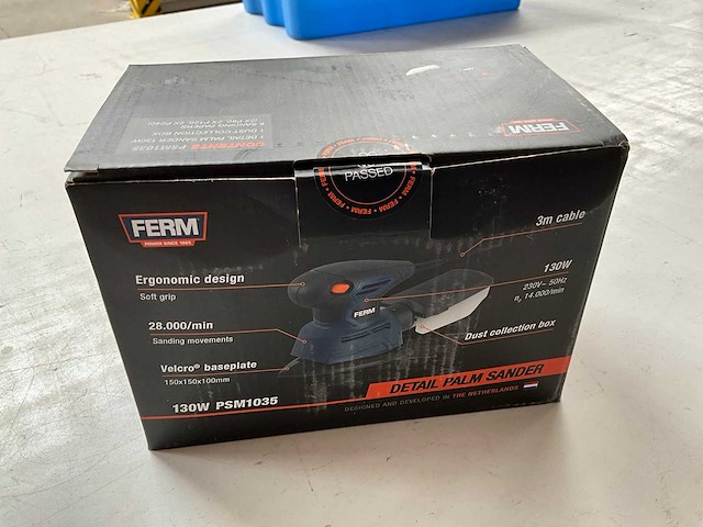 Ferm set heteluchtpistool 2000w, li-ion accu boormachine en handpalm schuurmachine 130w - afbeelding 10 van  10