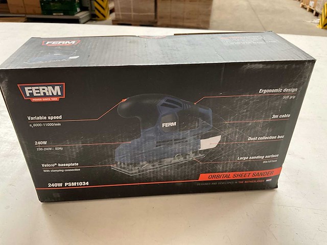 Ferm set vlakschuurmachine 240w, haakse slijper 500w en soldeerbout - afbeelding 5 van  11