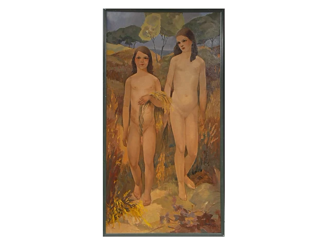 Fernand steven (1895-1955), allegory of the harvest, oil on canvas - afbeelding 2 van  5