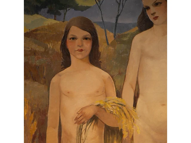 Fernand steven (1895-1955), allegory of the harvest, oil on canvas - afbeelding 4 van  5