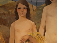 Fernand steven (1895-1955), allegory of the harvest, oil on canvas - afbeelding 4 van  5