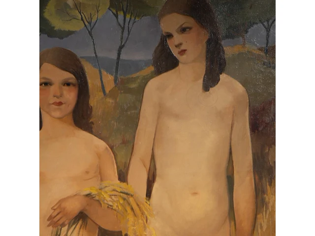 Fernand steven (1895-1955), allegory of the harvest, oil on canvas - afbeelding 5 van  5