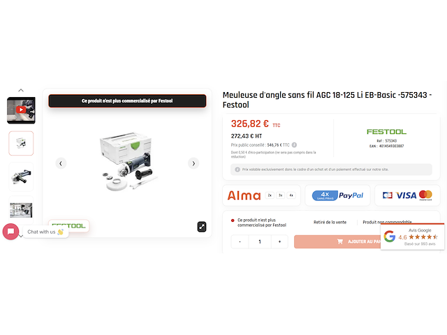 Festool accu haakse slijper agc 18-125 li eb-basic - afbeelding 12 van  12