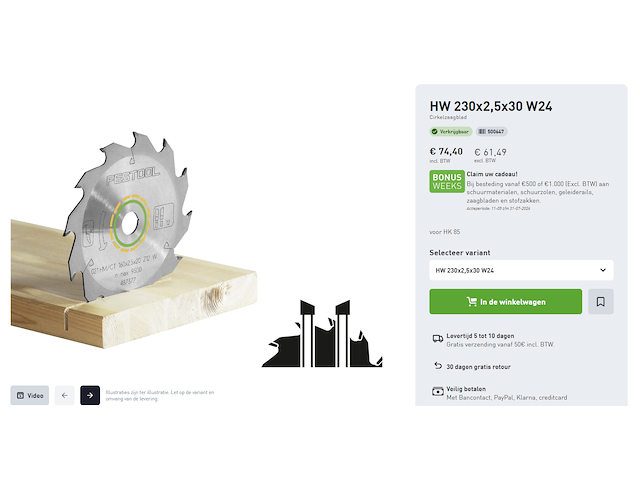 Festool cirkelzaagblad wood standard 230x2,5x30 w24 - afbeelding 3 van  3