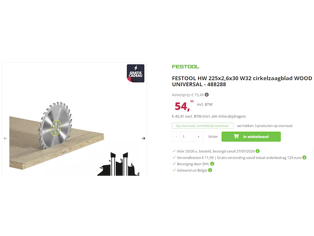 Festool universeel zaagblad 225x2,6x30 w32 - afbeelding 4 van  4