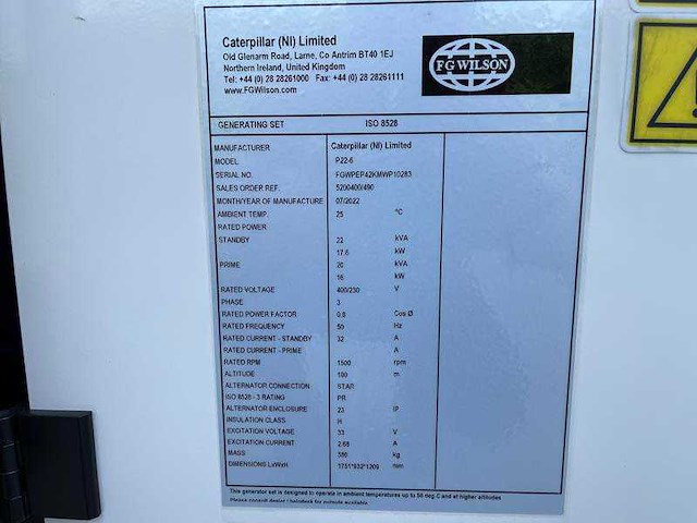 Fg wilson - p 22-6 - stroomgenerator - ongebruikt - afbeelding 15 van  18