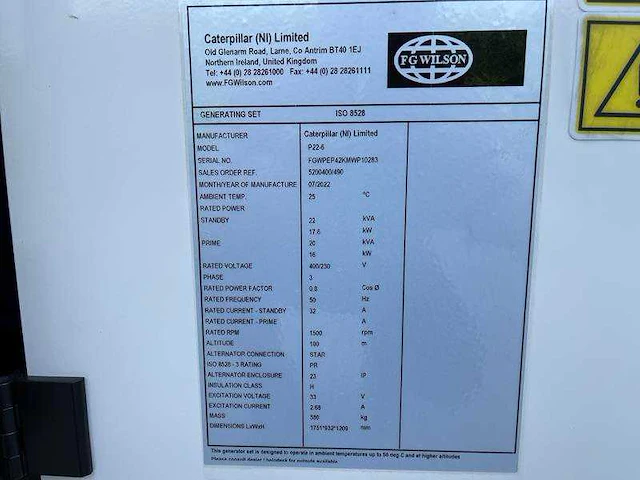 Fg wilson - p 22-6 - stroomgenerator - ongebruikt - afbeelding 15 van  18
