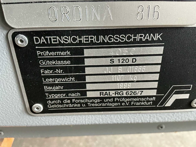 Fichet s 120 d brandwerende kast 1107 kg - afbeelding 5 van  5