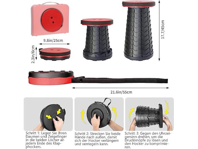 Fiemach draagbare klaptafel met klapkruk - afbeelding 4 van  4