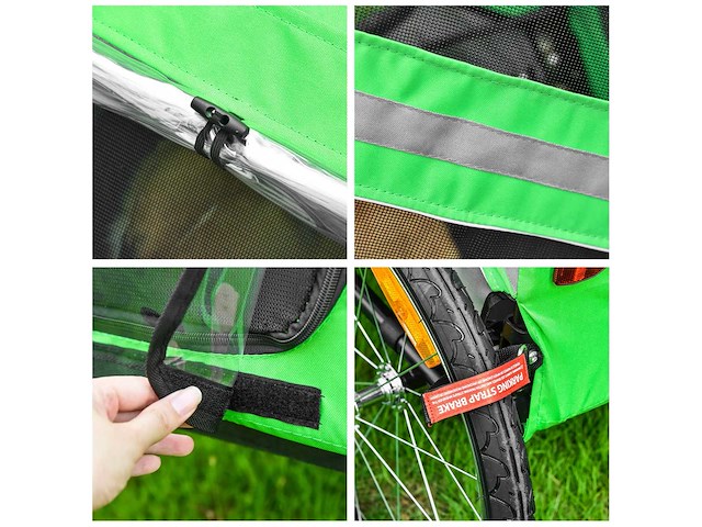 Fietsaanhanger 134 x 73 x 108 cm groen - afbeelding 5 van  7
