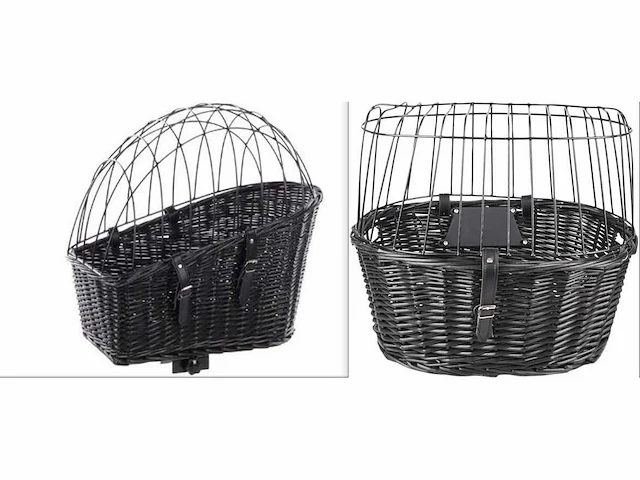 Fietsmand hond - hondenmand fiets - voor bagagedrager + fietsstuur - 2st - afbeelding 1 van  1