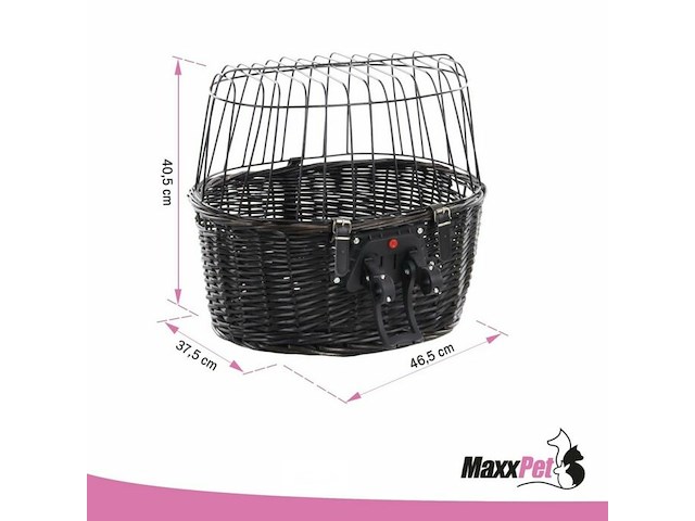 Fietsmand hond - voor bagagedrager - 46,5x37,5x40,5 cm - zwart - afbeelding 2 van  3