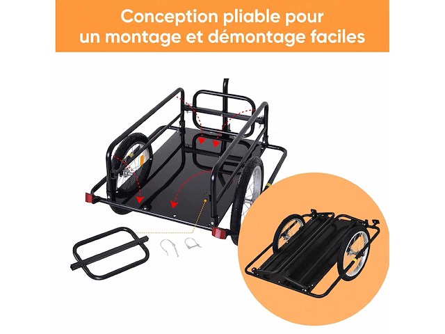 Fietstrailer, fietstransporttrailer, 70 l, 155l x 71,5l x 77h cm - afbeelding 4 van  4