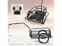 Fietstrailer, fietstransporttrailer, 70 l, 155l x 71,5l x 77h cm - afbeelding 3 van  4