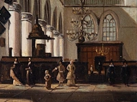 Figures in a church interior, oil on panel 38.5 x 20 cm. (15.16 x 7.87 in.), frame: 47 x 29 cm. (18 1/2 x 11.41 in.) - afbeelding 4 van  5