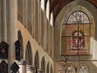 Figures in a church interior, oil on panel 38.5 x 20 cm. (15.16 x 7.87 in.), frame: 47 x 29 cm. (18 1/2 x 11.41 in.) - afbeelding 5 van  5