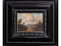 Figures in a landscape, romantic school, 19thc, oil on cardboard 20 x 24 cm. (7.87 x 9.44 in.), frame: 44.5 x 50 cm. (17.51 x 19.67 in.) - afbeelding 2 van  4