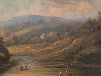 Figures in a landscape, romantic school, 19thc, oil on cardboard 20 x 24 cm. (7.87 x 9.44 in.), frame: 44.5 x 50 cm. (17.51 x 19.67 in.) - afbeelding 4 van  4