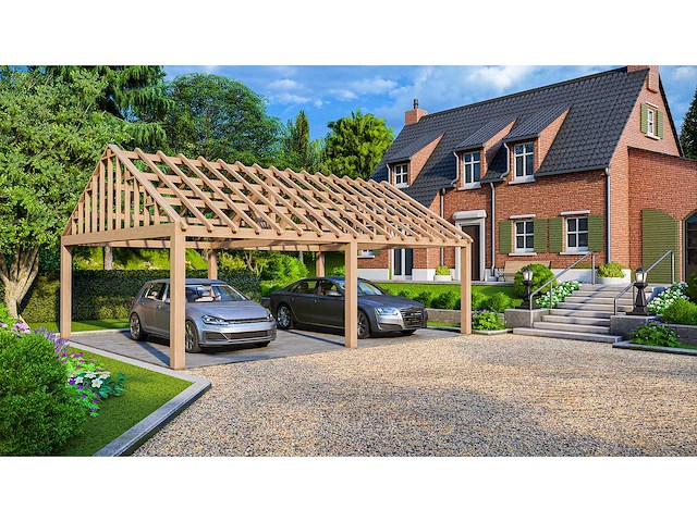 Fijnspar carport 8 x 6 m - afbeelding 1 van  10