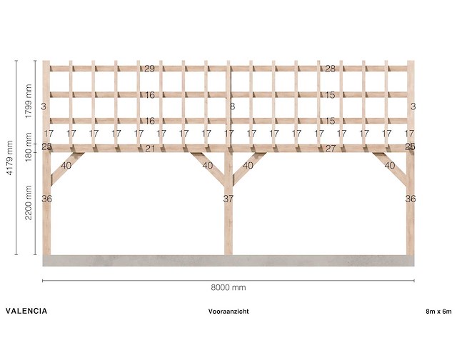 Fijnspar carport 8 x 6 m - afbeelding 9 van  10