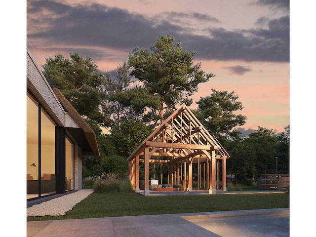 Fijnspar poolhouse met dak en wandbekleding - afbeelding 10 van  21