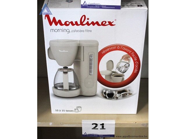 Filterkoffiezetapparaat, moulinex, morning fcm02-b, 1000w, 10 tot 15 tassen, werking niet gekend - afbeelding 1 van  3