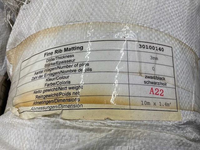 Fine rib matting zwart rubber op rol (6x) - afbeelding 4 van  4