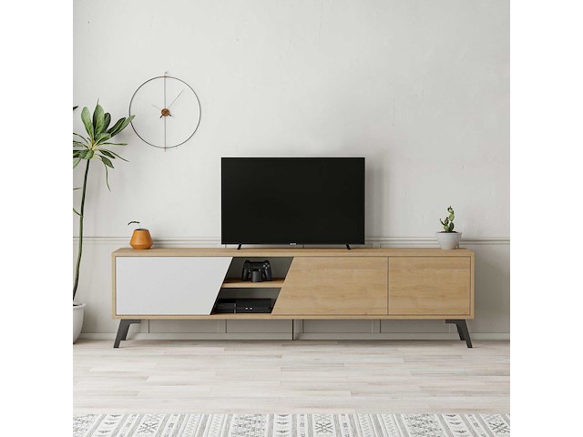 Fiona tv tv-meubel | 100% melamine | eiken, wit - afbeelding 1 van  6