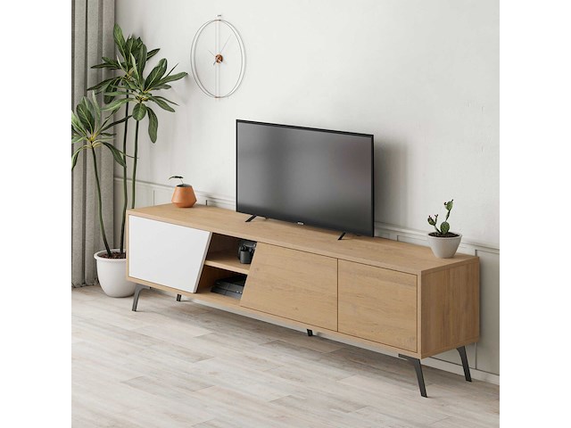 Fiona tv tv-meubel | 100% melamine | eiken, wit - afbeelding 2 van  6