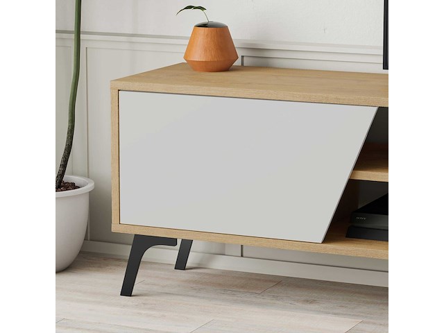 Fiona tv tv-meubel | 100% melamine | eiken, wit - afbeelding 4 van  6
