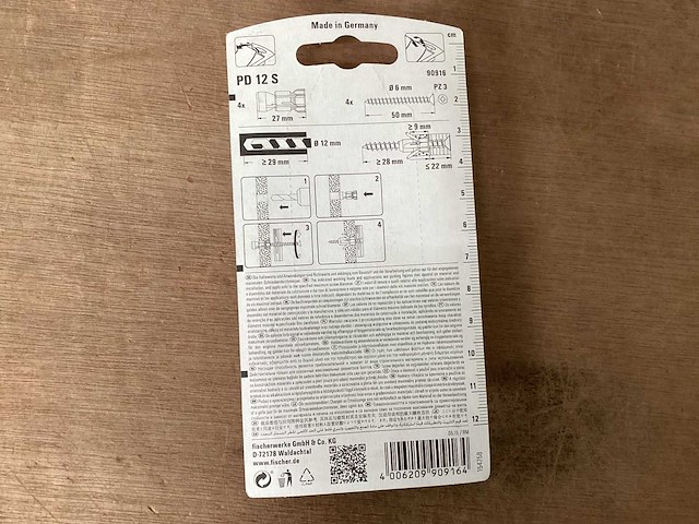 Fischer 90916 hollewandplug pd12 met schroef, 4 stuks (80x) - afbeelding 3 van  4