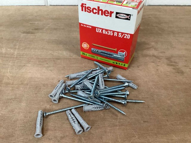 Fischer ux 6 x 35 plug met schroef, doos 25 stuks (31x) - afbeelding 1 van  5