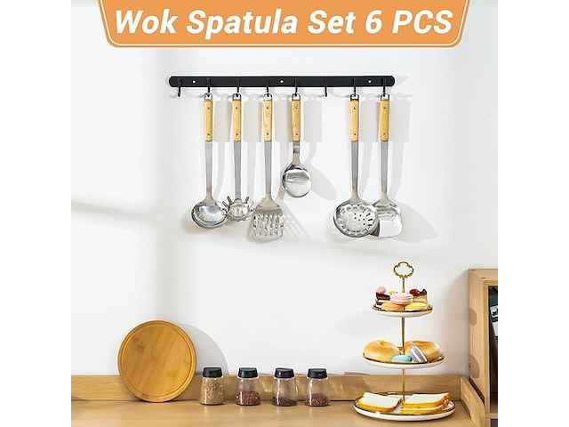 Fjnatinh wok spatel en lepel gereedschapsset - afbeelding 2 van  4