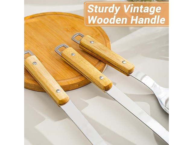 Fjnatinh wok spatel en lepel gereedschapsset - afbeelding 3 van  4