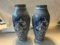 Flamand bleu blauw-witte faience vaas (2x) - afbeelding 1 van  11