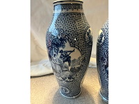 Flamand bleu blauw-witte faience vaas (2x) - afbeelding 5 van  11