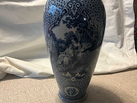 Flamand bleu blauw-witte faience vaas (2x) - afbeelding 2 van  11