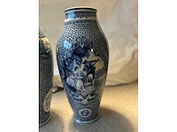 Flamand bleu blauw-witte faience vaas (2x) - afbeelding 7 van  11