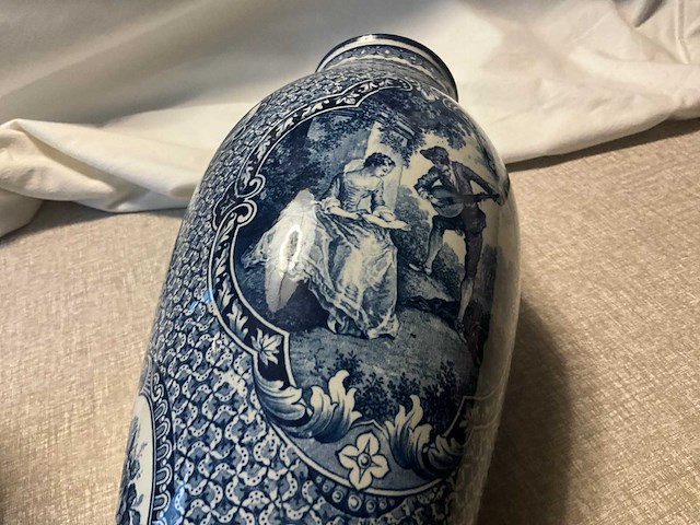 Flamand bleu blauw-witte faience vaas (2x) - afbeelding 11 van  11