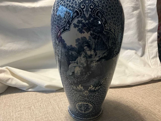 Flamand bleu blauw-witte faience vaas (2x) - afbeelding 1 van  11