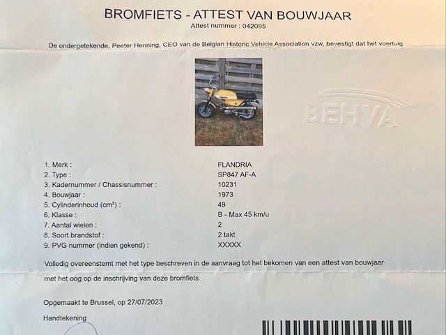 Flandria sp 847 af-a brommer 1973 - afbeelding 10 van  17