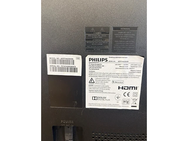 Flatscreen tv philips model 40pfh4309/88 zonder afstandsbediening (4) - afbeelding 2 van  2