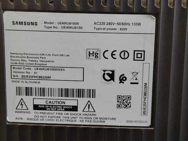 Flatscreen tv samsung curved ue40ku6100w, zonder afstandsbediening (gebruikt en getest), modern tv meubel met 3 leggers - afbeelding 6 van  9