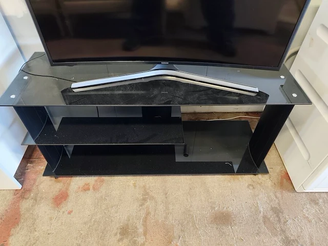 Flatscreen tv samsung curved ue40ku6100w, zonder afstandsbediening (gebruikt en getest), modern tv meubel met 3 leggers - afbeelding 8 van  9