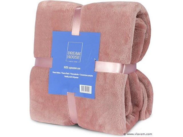 Fleecedeken 150x200cm oud roze - afbeelding 1 van  6